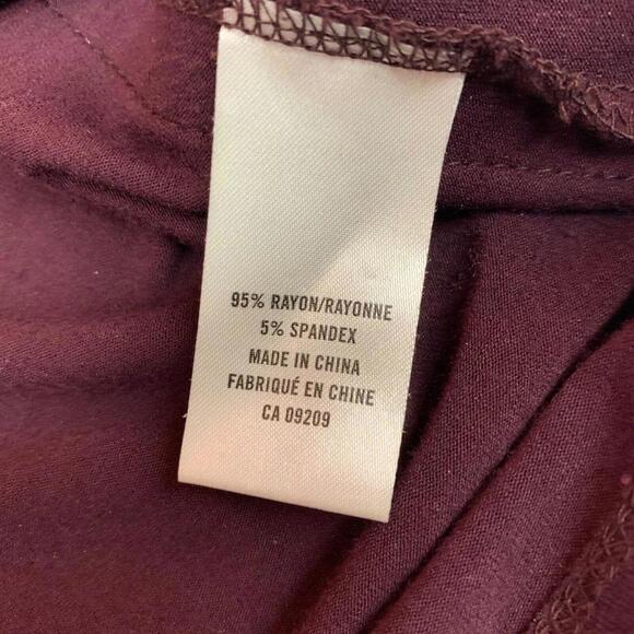 Cleo Womens Long Sleeve Burgundy Round Neck Top Shirt Rayon Blend Size M - Picture 7 of 9